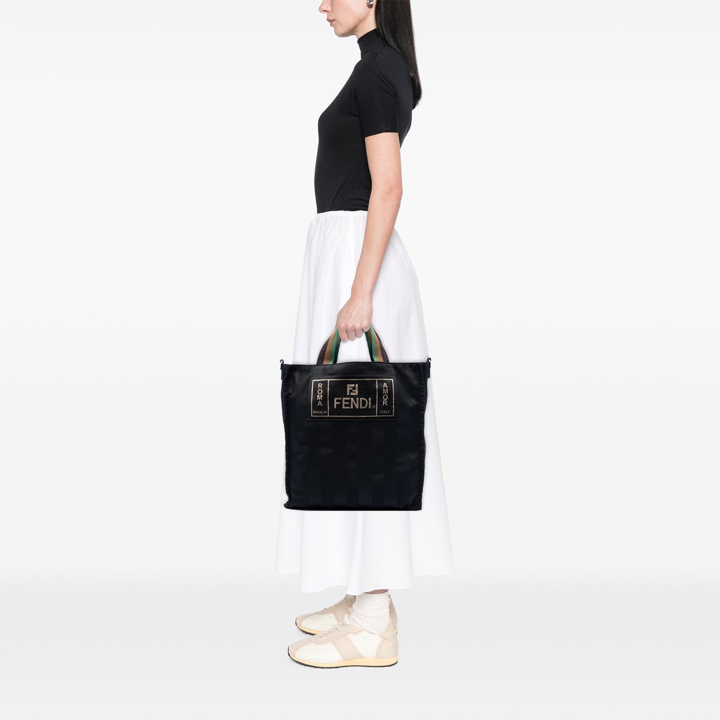Fendi Pequin Nylon Roma Amor Tote