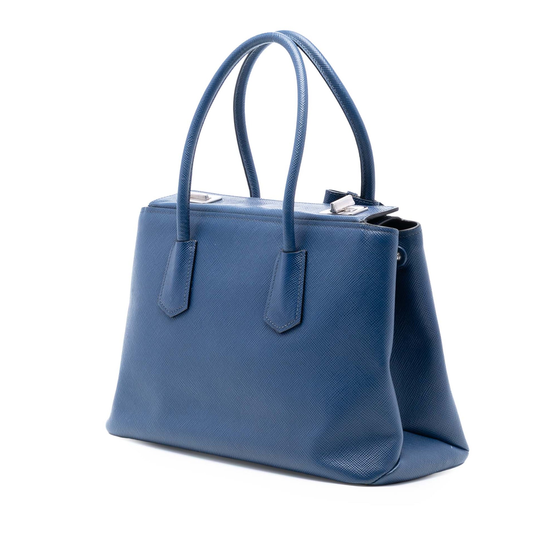 Prada Saffiano Cuir Turnlock Twin Satchel