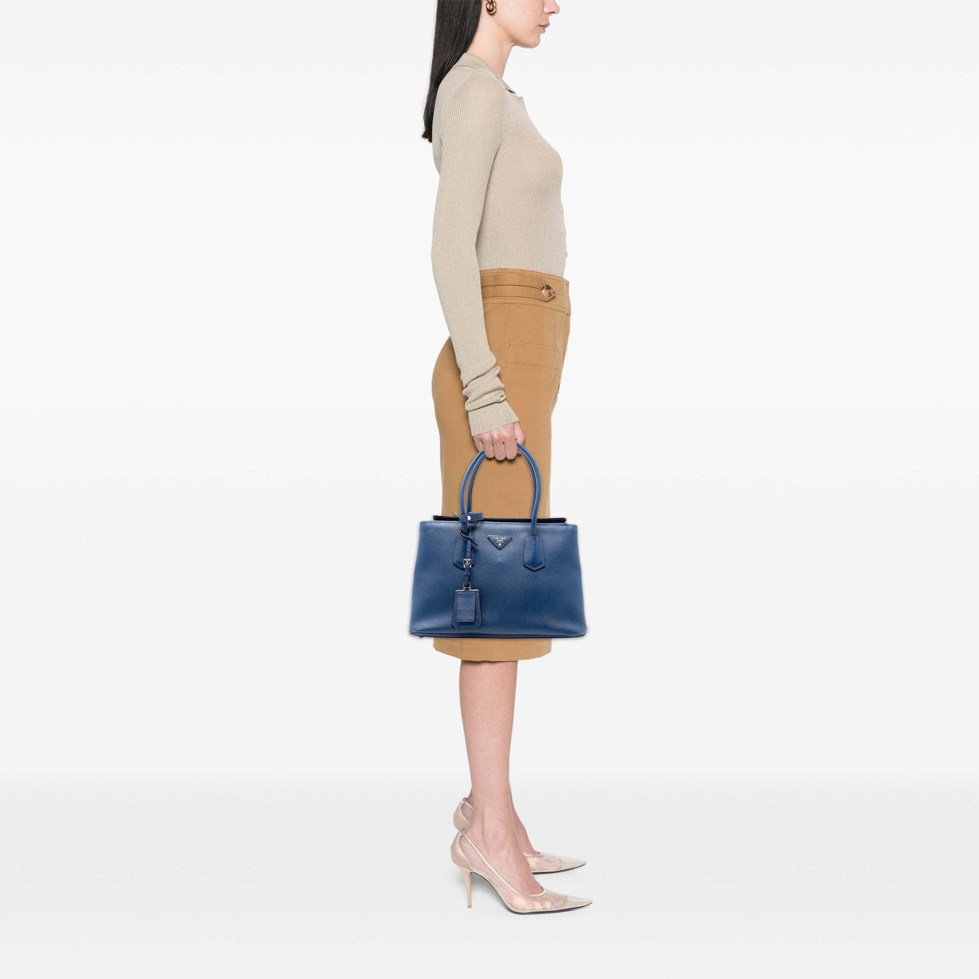 Prada Saffiano Cuir Turnlock Twin Satchel
