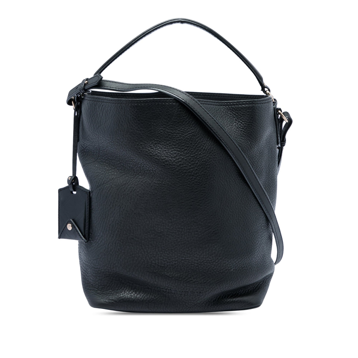 Burberry Medium Grained Calfskin and Mega Check Canvas Ashby Bucket Bag