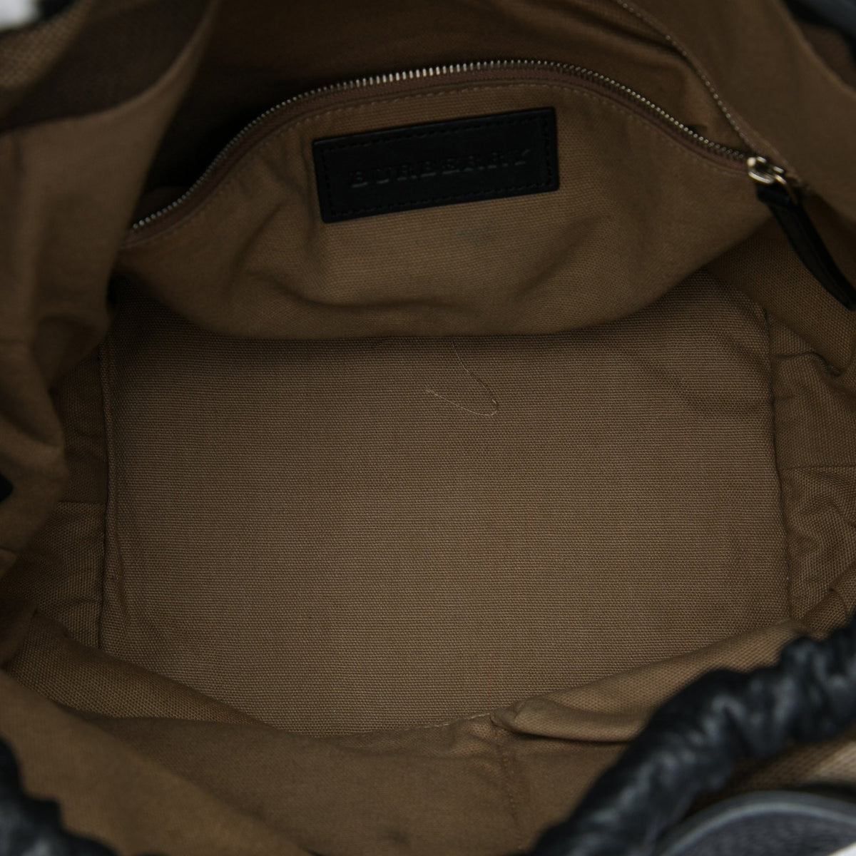 Burberry Medium Grained Calfskin and Mega Check Canvas Ashby Bucket Bag