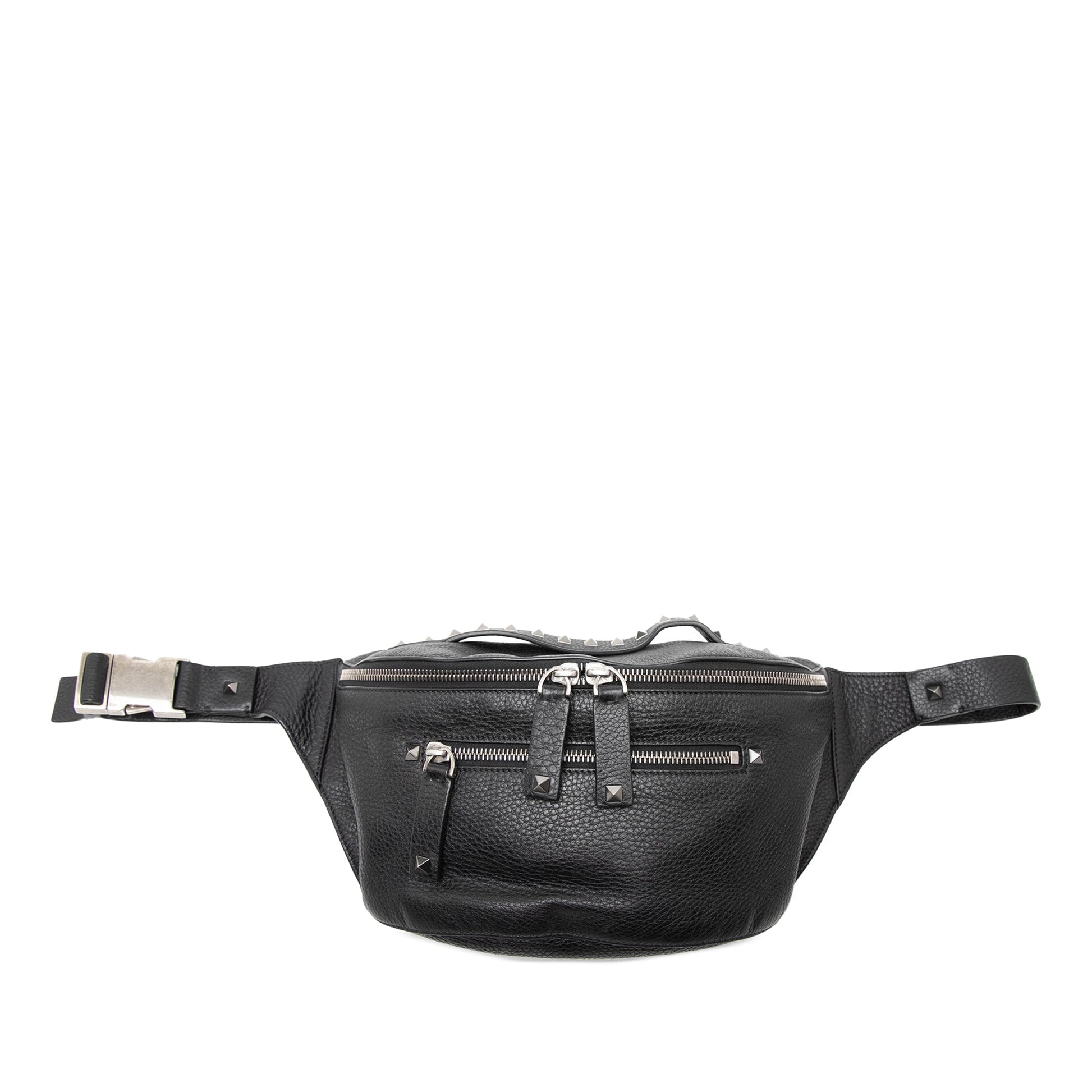 Valentino Pebbled Calfskin Rockstud Belt Bag