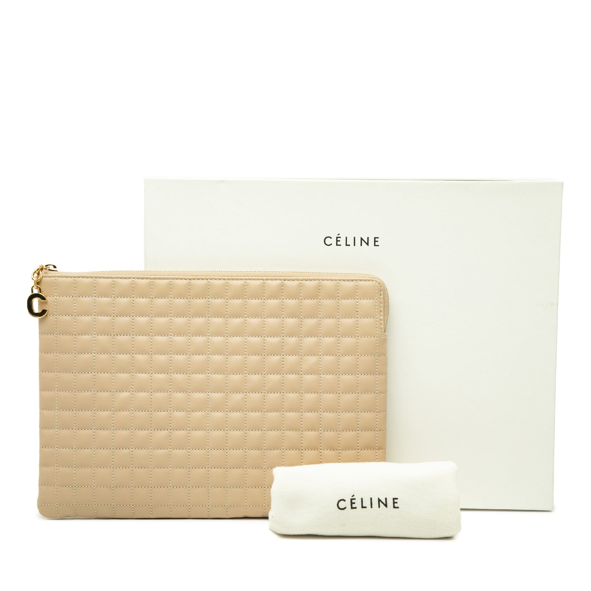 Celine Quilted Calfskin C Charm Clutch