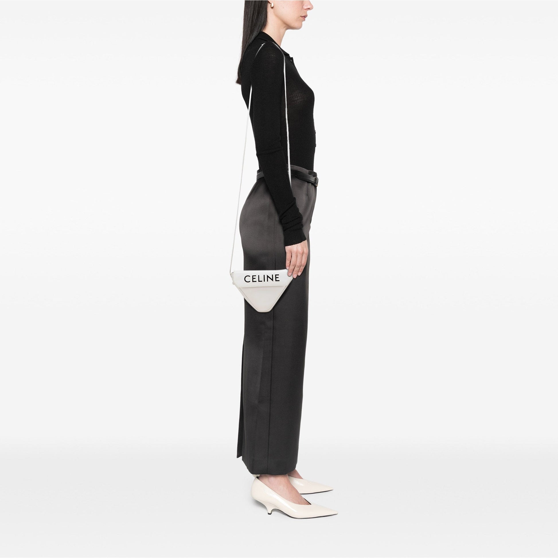 Celine Smooth Calfskin Logo Triangle Crossbody