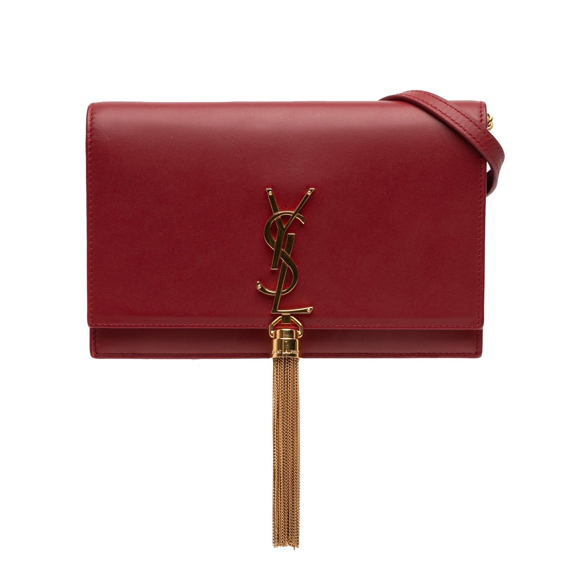 Saint Laurent Smooth Calfskin Monogram Kate Tassel Wallet on Chain