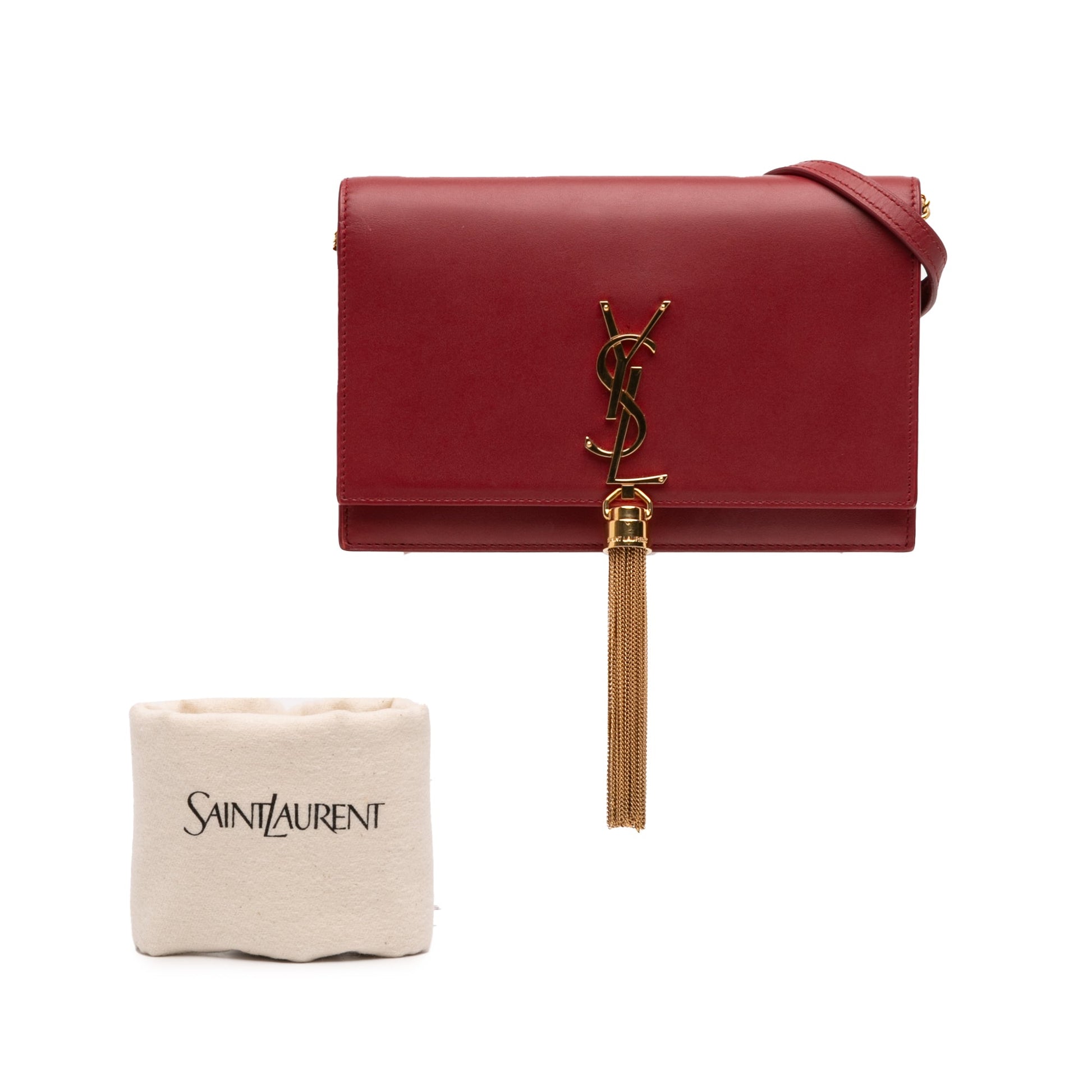 Saint Laurent Smooth Calfskin Monogram Kate Tassel Wallet on Chain
