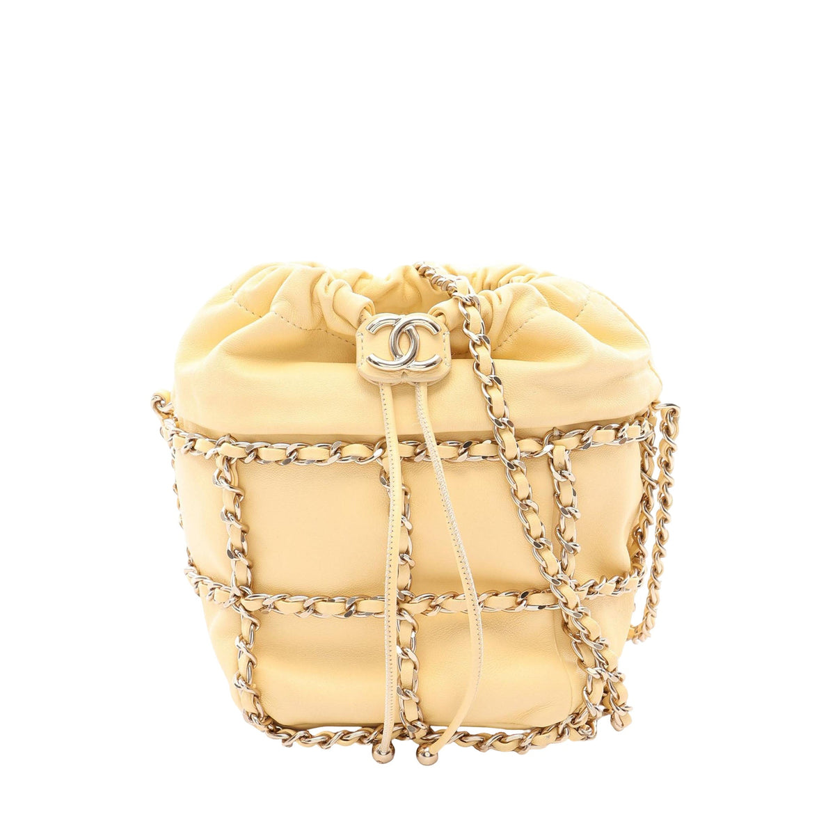 Chanel Quilted Lambskin Chain Around Bucket Bag — Yellow