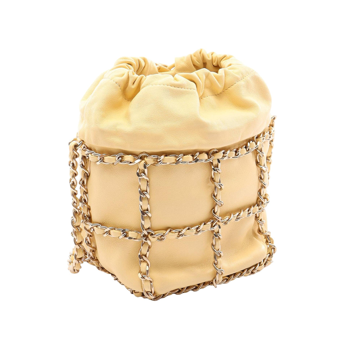 Chanel Quilted Lambskin Chain Around Bucket Bag — Yellow