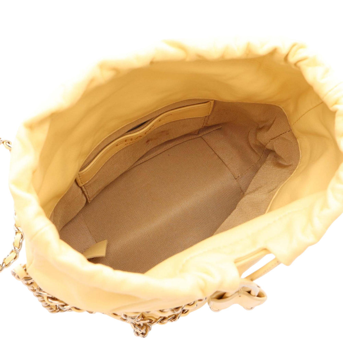 Chanel Quilted Lambskin Chain Around Bucket Bag — Yellow