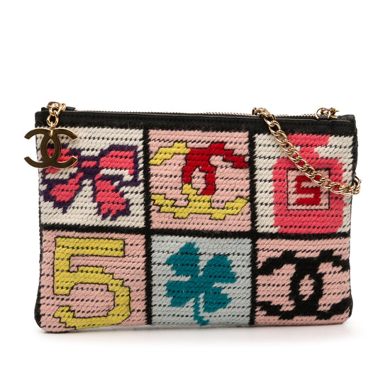 Chanel Wool Needlepoint Precious Symbols Pochette