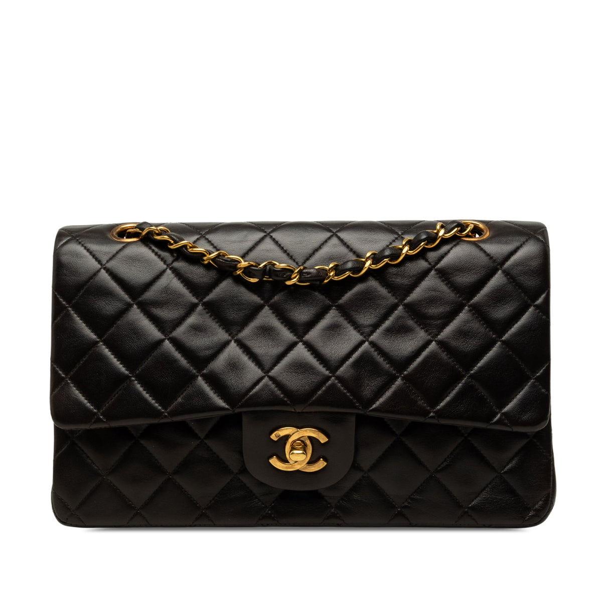 Chanel Medium Classic Lambskin Double Flap — Black