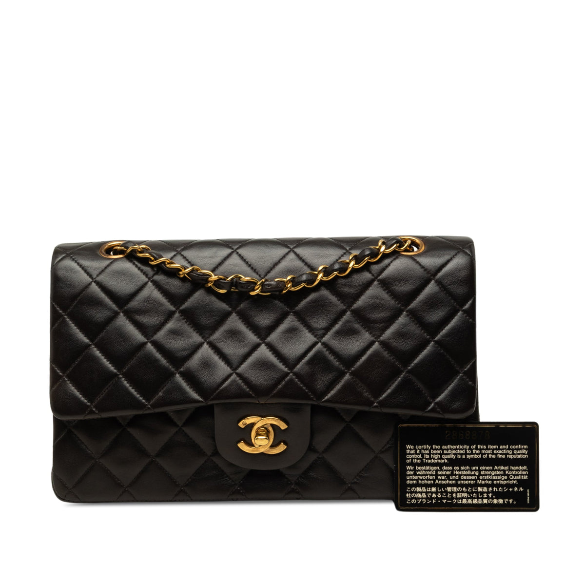 Chanel Medium Classic Lambskin Double Flap — Black