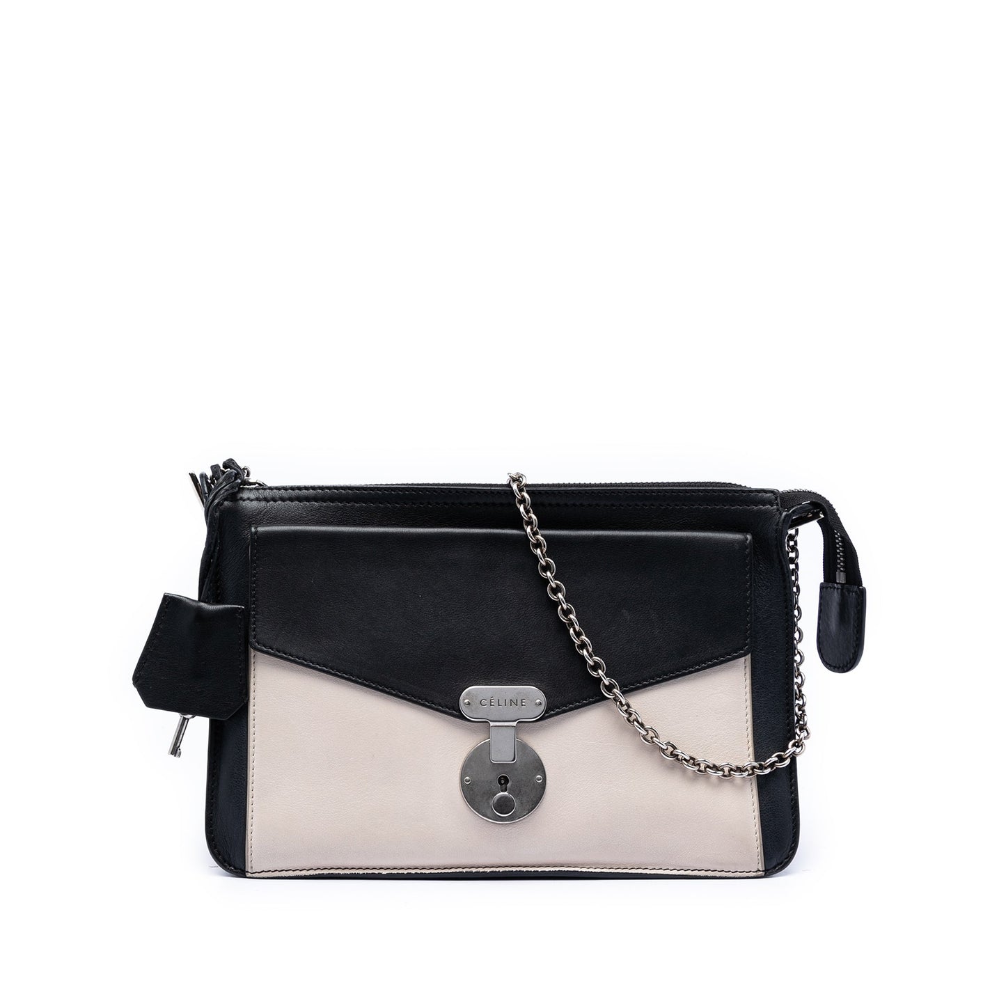 Celine Bicolor Leather Pocket Envelope Zip Crossbody