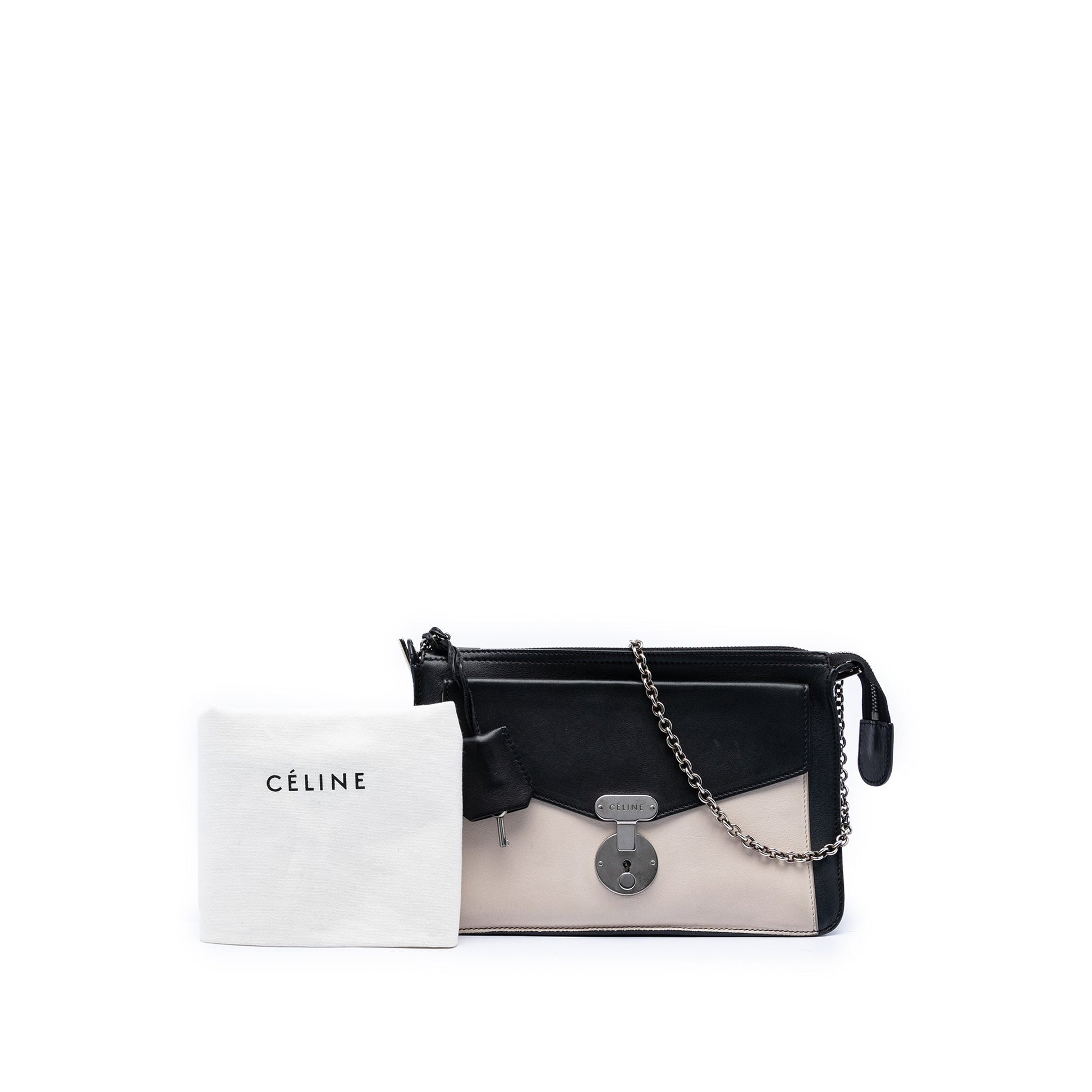 Celine Bicolor Leather Pocket Envelope Zip Crossbody