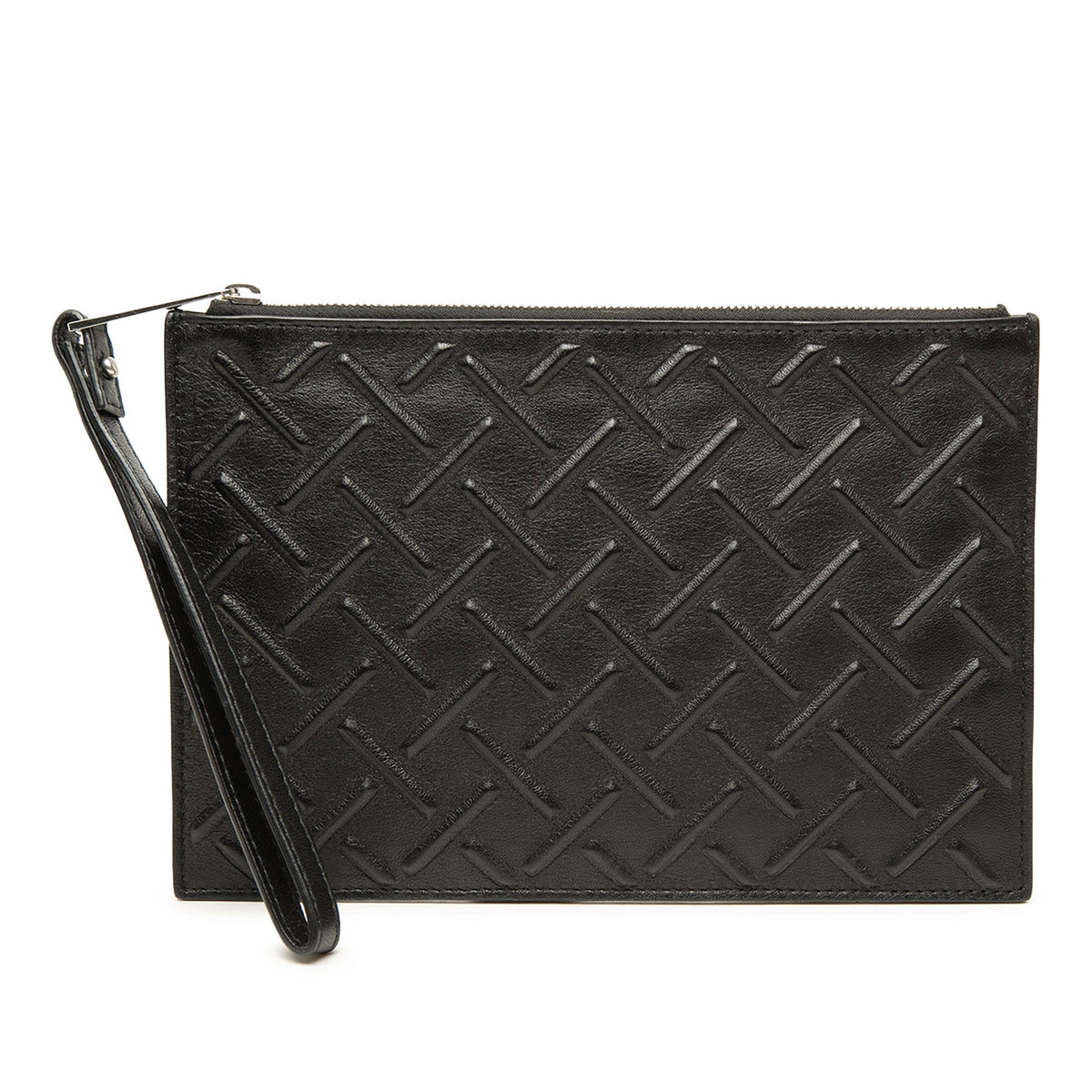 Bottega Veneta Embossed Nappa Zip Pouch — Black