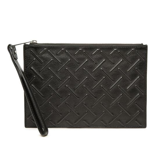 Bottega Veneta Embossed Nappa Zip Pouch — Black