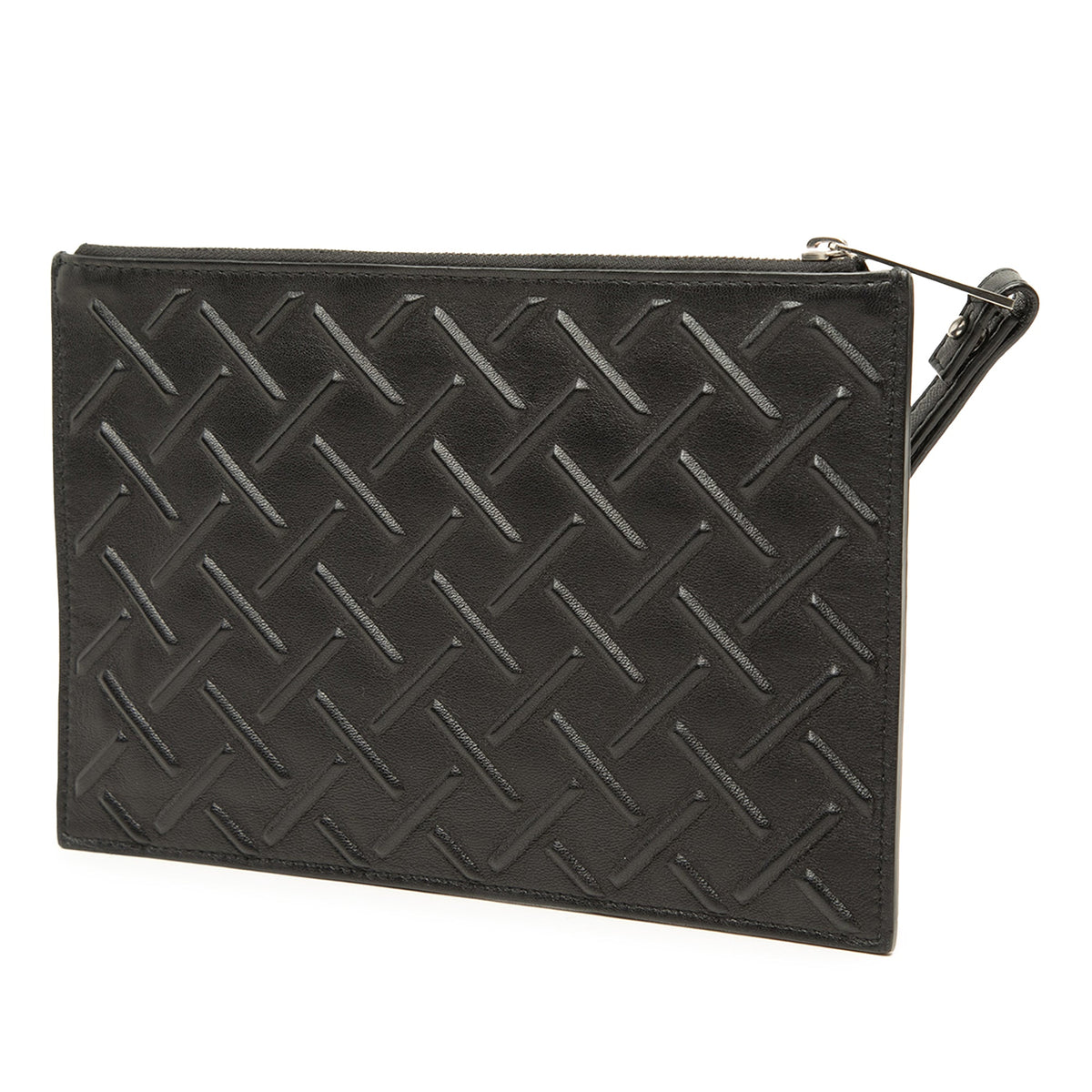 Bottega Veneta Embossed Nappa Zip Pouch — Black