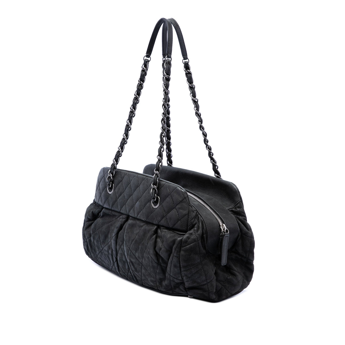 Chanel Quilted Iridescent Calfskin Chic Quilt Bowling Bag — Black