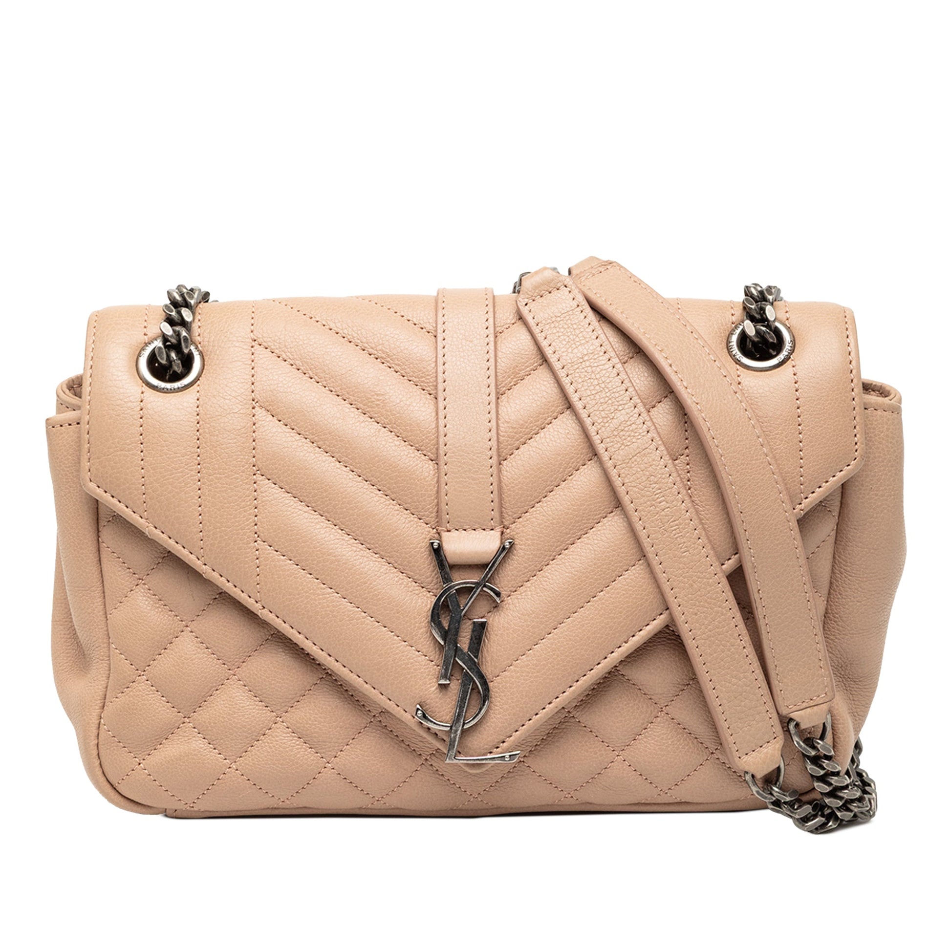 Saint Laurent Medium Sheepskin Triquilt Monogram College Bag