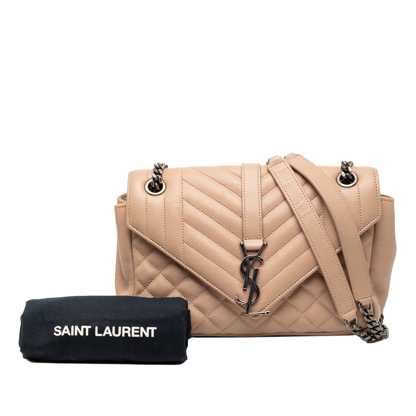 Saint Laurent Medium Sheepskin Triquilt Monogram College Bag