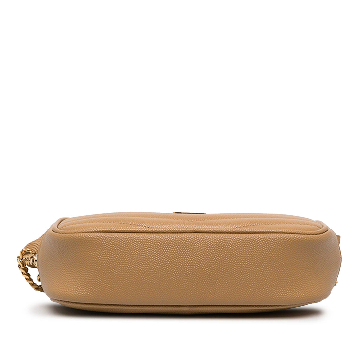 Saint Laurent Mini Chevron Grain de Poudre Monogram Lou Camera Bag — Brown