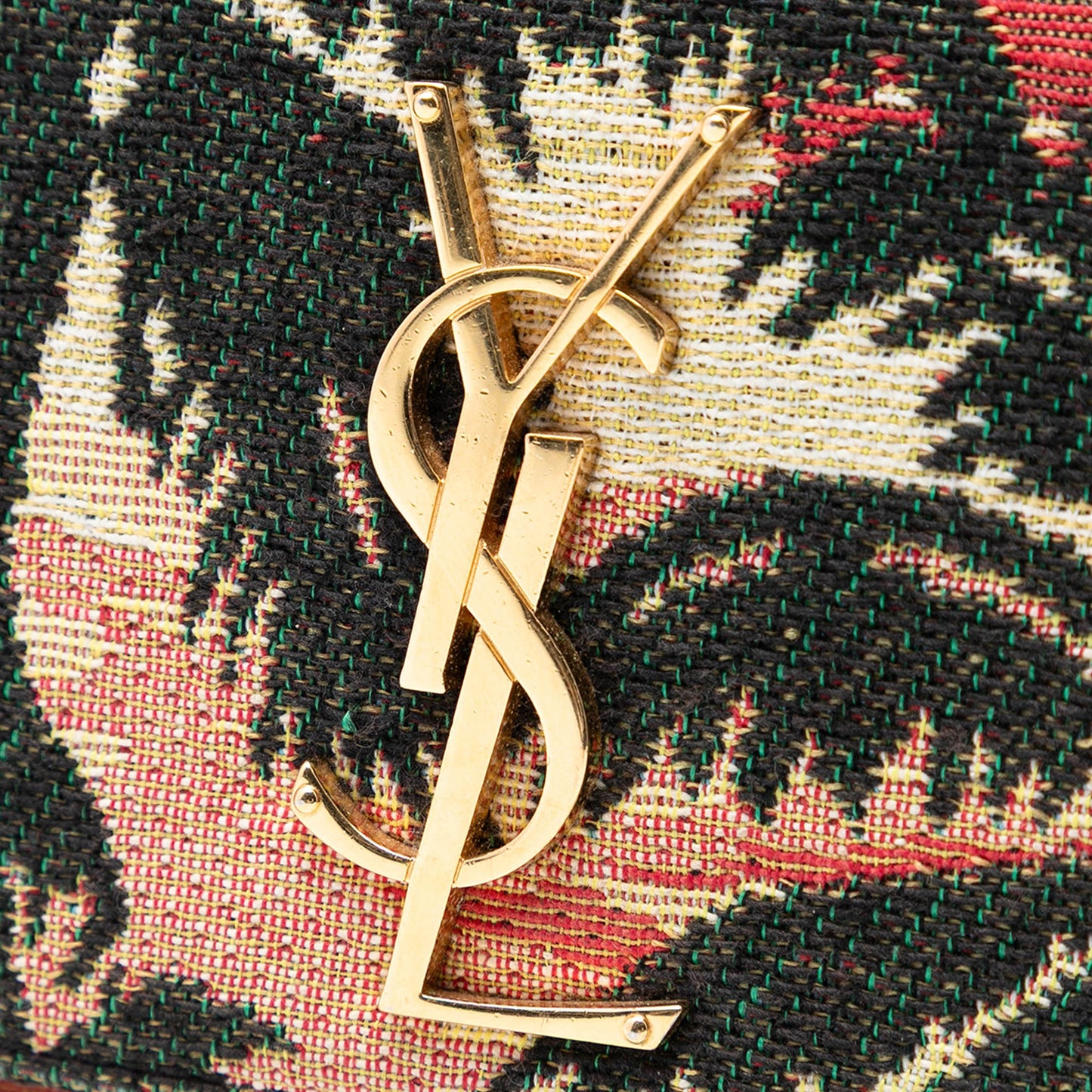 Saint Laurent Small Embroidered Canvas Palm Tree Monogram Kate Crossbody