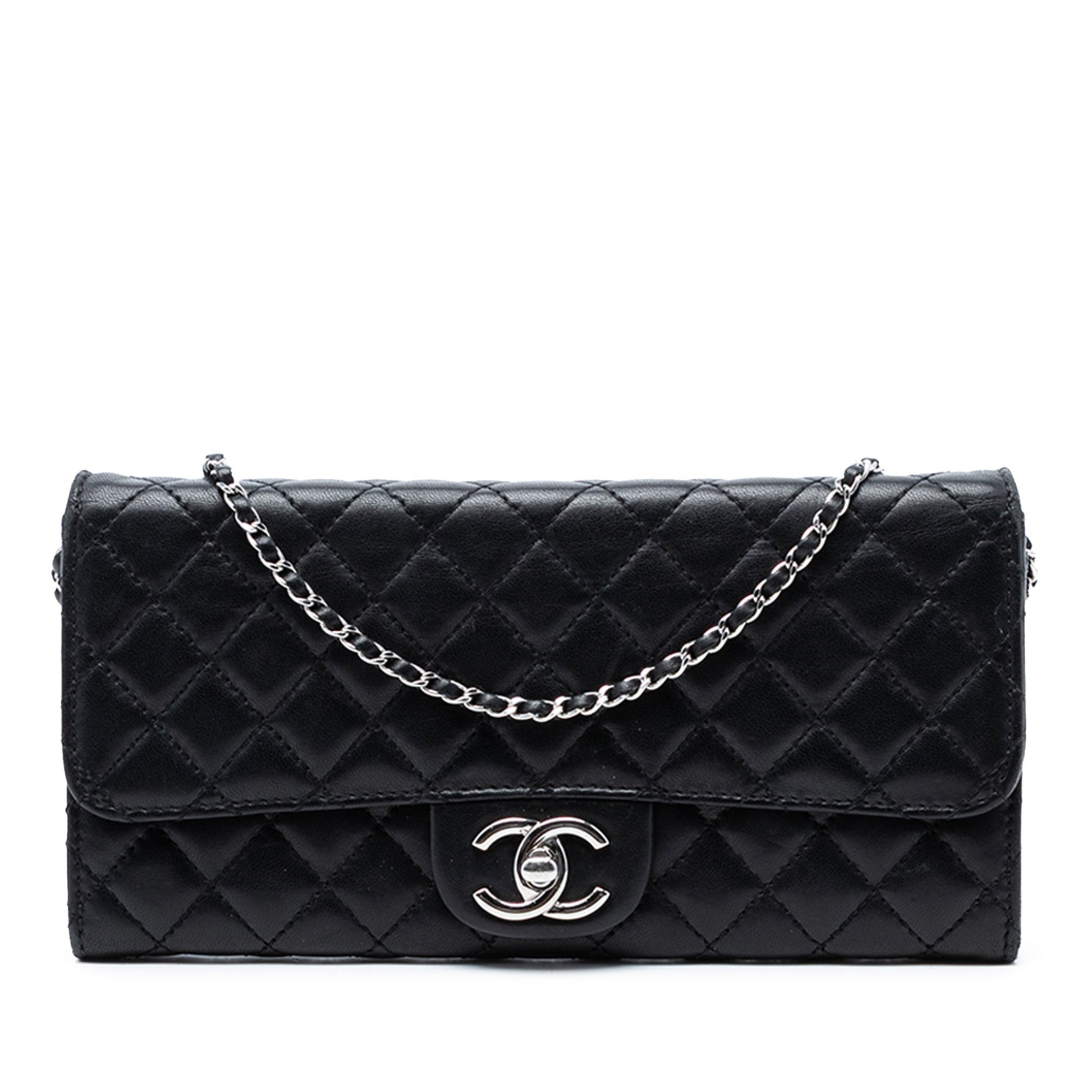 CC Quilted Lambskin East West Wallet on Chain