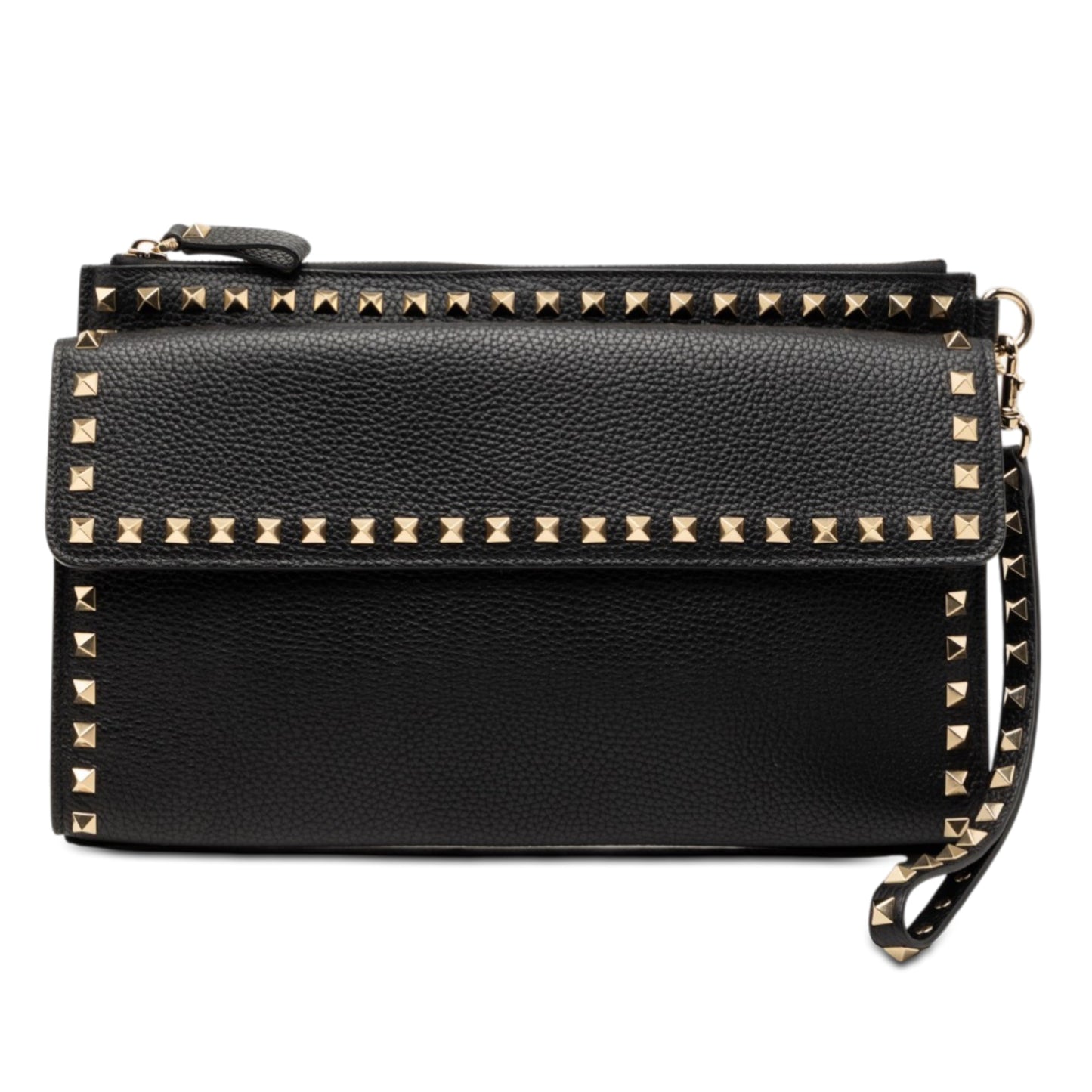 Valentino Grained Calfskin Rockstud Wristlet Clutch