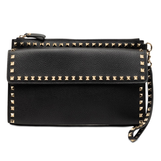 Valentino Grained Calfskin Rockstud Wristlet Clutch