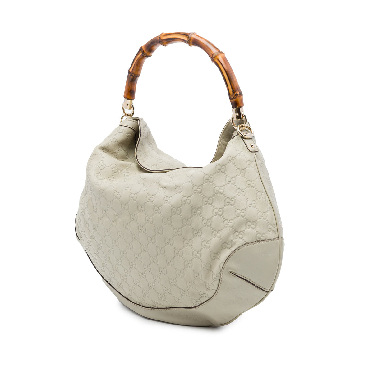Gucci Guccissima Bamboo Peggy Satchel — White