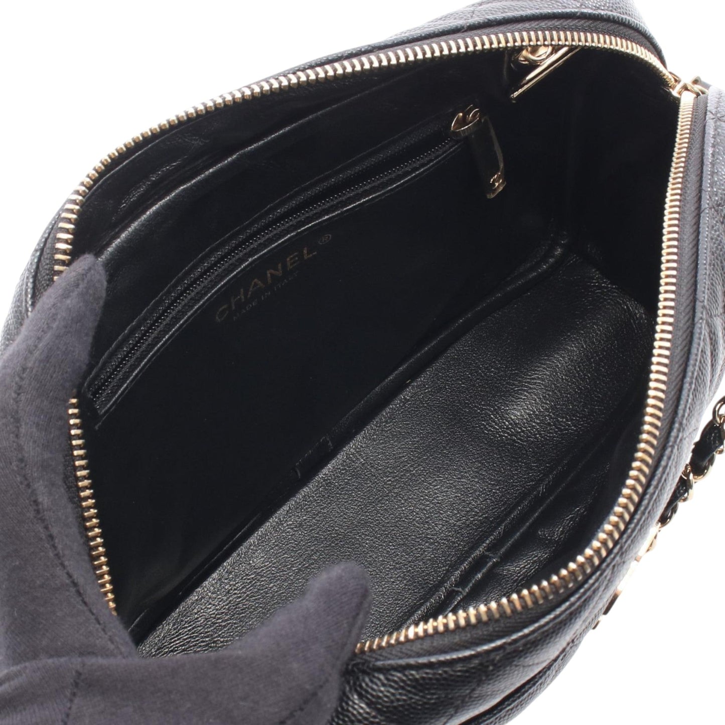 Chanel CC Quilted Caviar Front Pocket Camera Bag