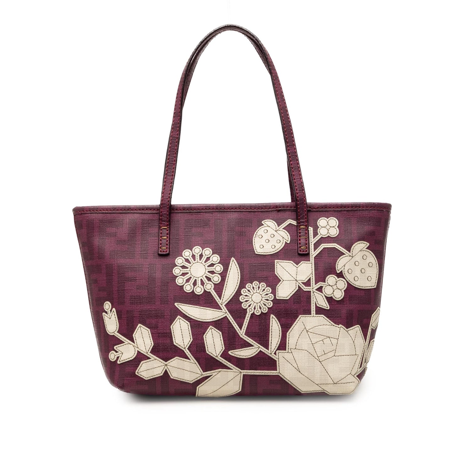 Fendi Small Zucca Floral Embroidered Spalmati Roll Tote