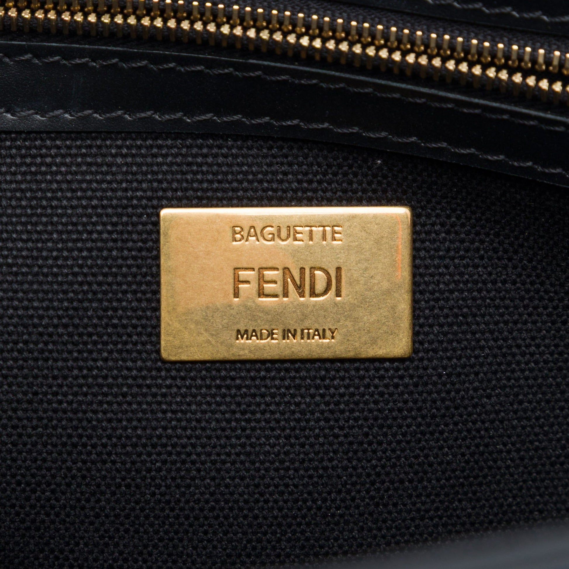Fendi Zucca Embroidered Canvas Baguette Satchel