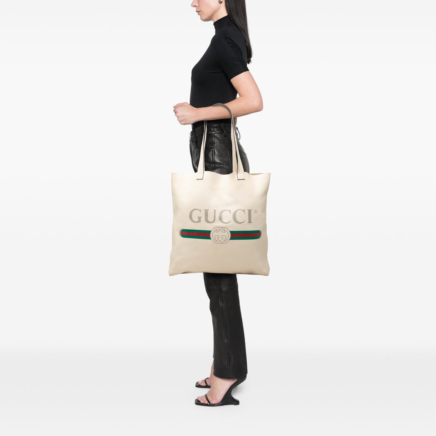 Gucci Calfskin Logo Tote