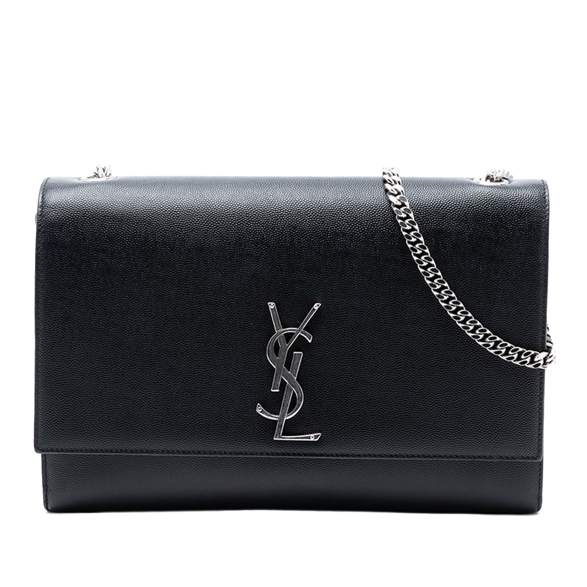 Saint Laurent Medium Grain De Poudre Leather Monogram Kate Crossbody