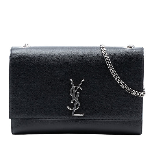 Saint Laurent Medium Grain De Poudre Leather Monogram Kate Crossbody