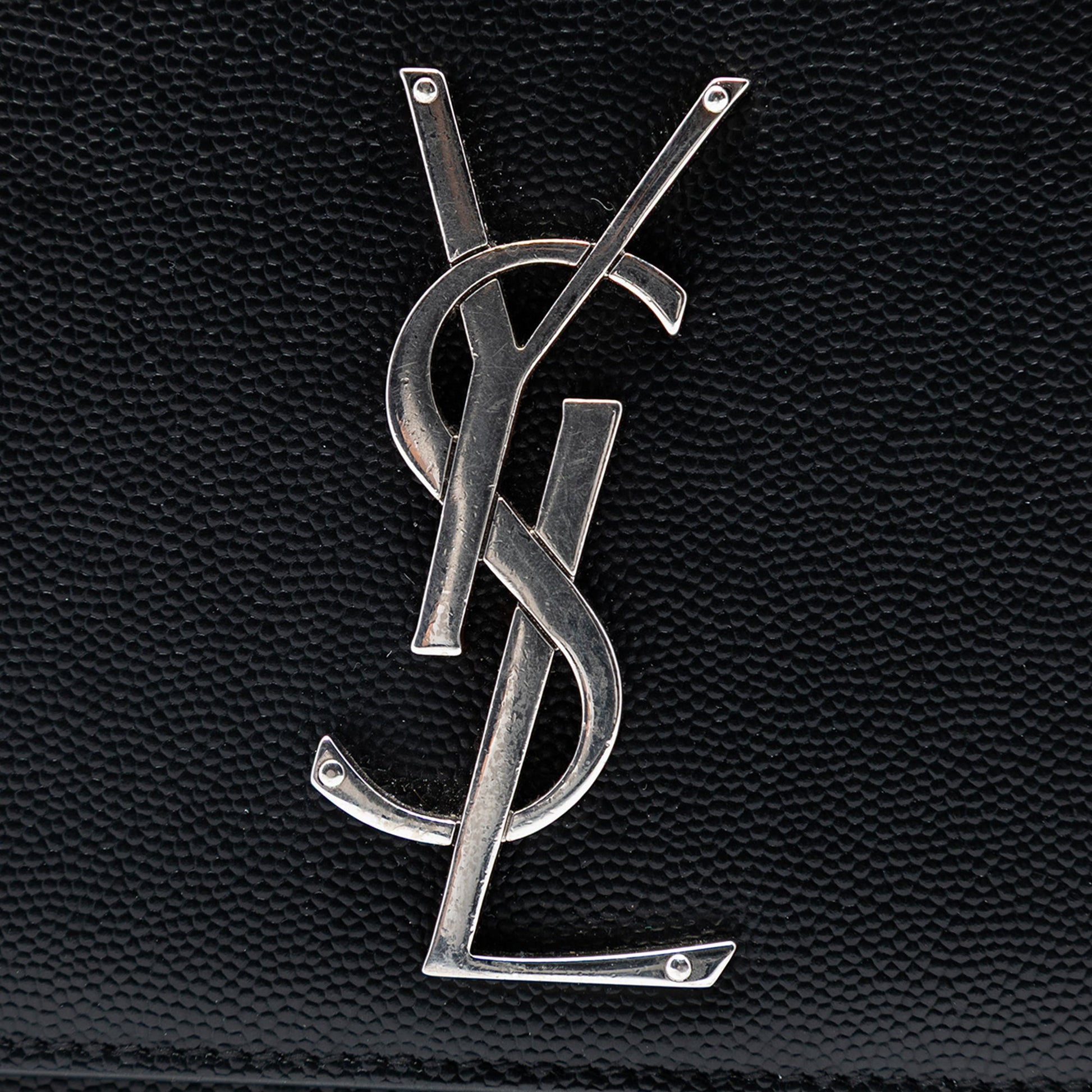 Saint Laurent Medium Grain De Poudre Leather Monogram Kate Crossbody