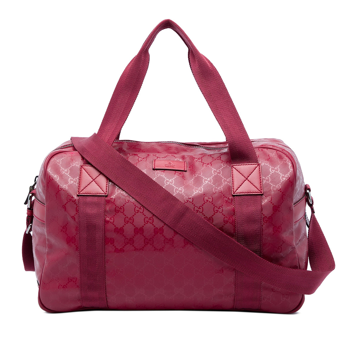 Gucci Large GG Imprime Duffle Bag — Red