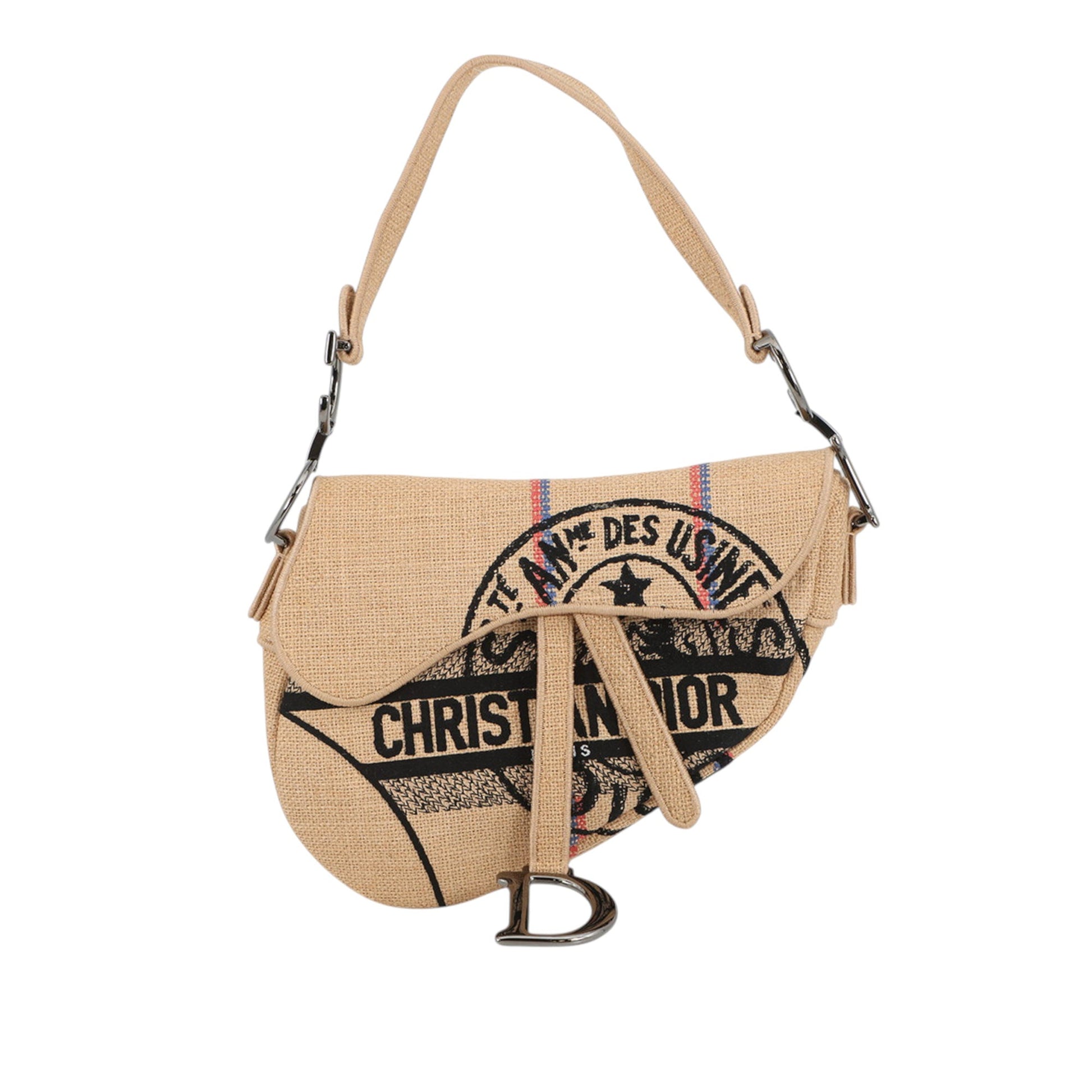 Dior Jute Union Embroidered Saddle Bag