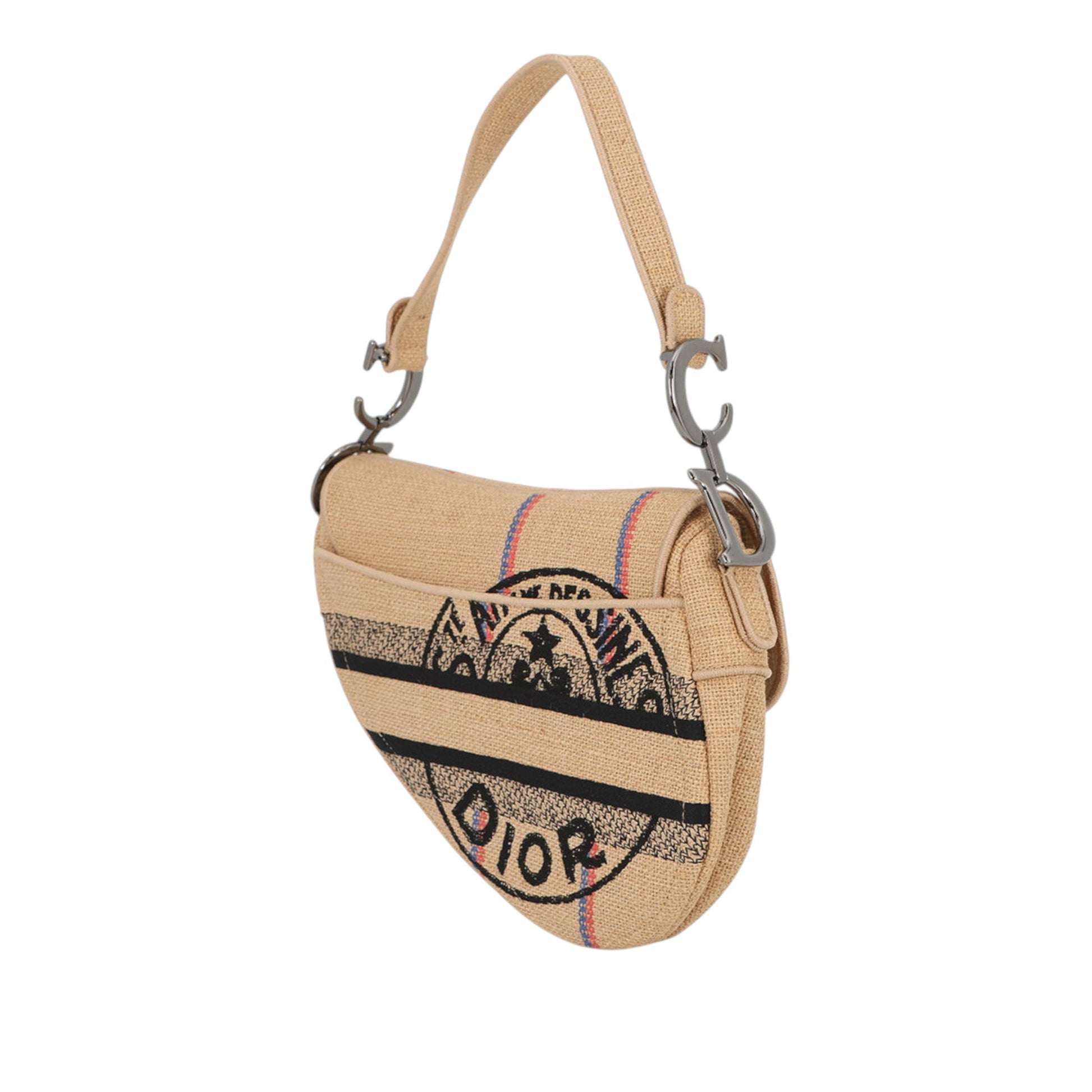 Dior Jute Union Embroidered Saddle Bag