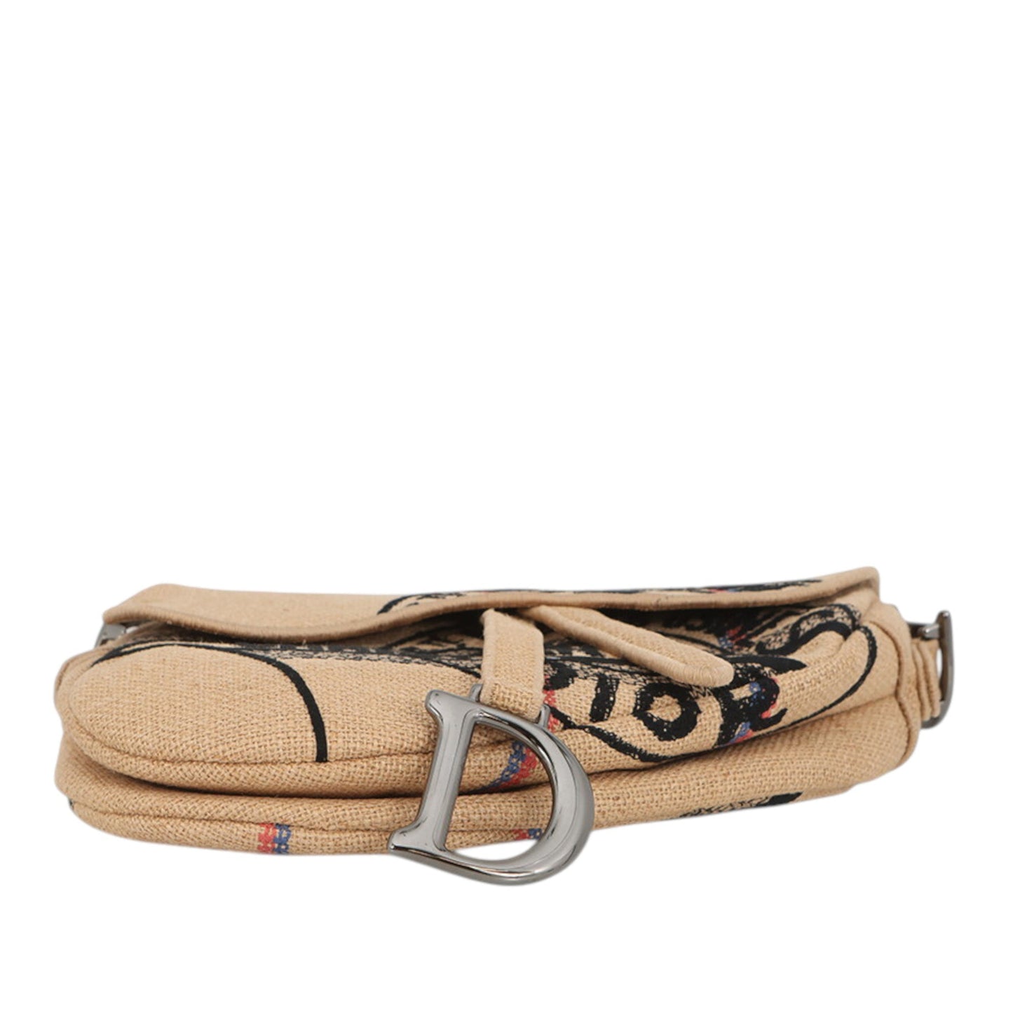 Dior Jute Union Embroidered Saddle Bag