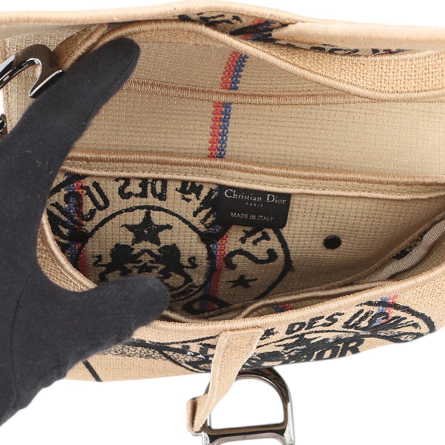 Dior Jute Union Embroidered Saddle Bag