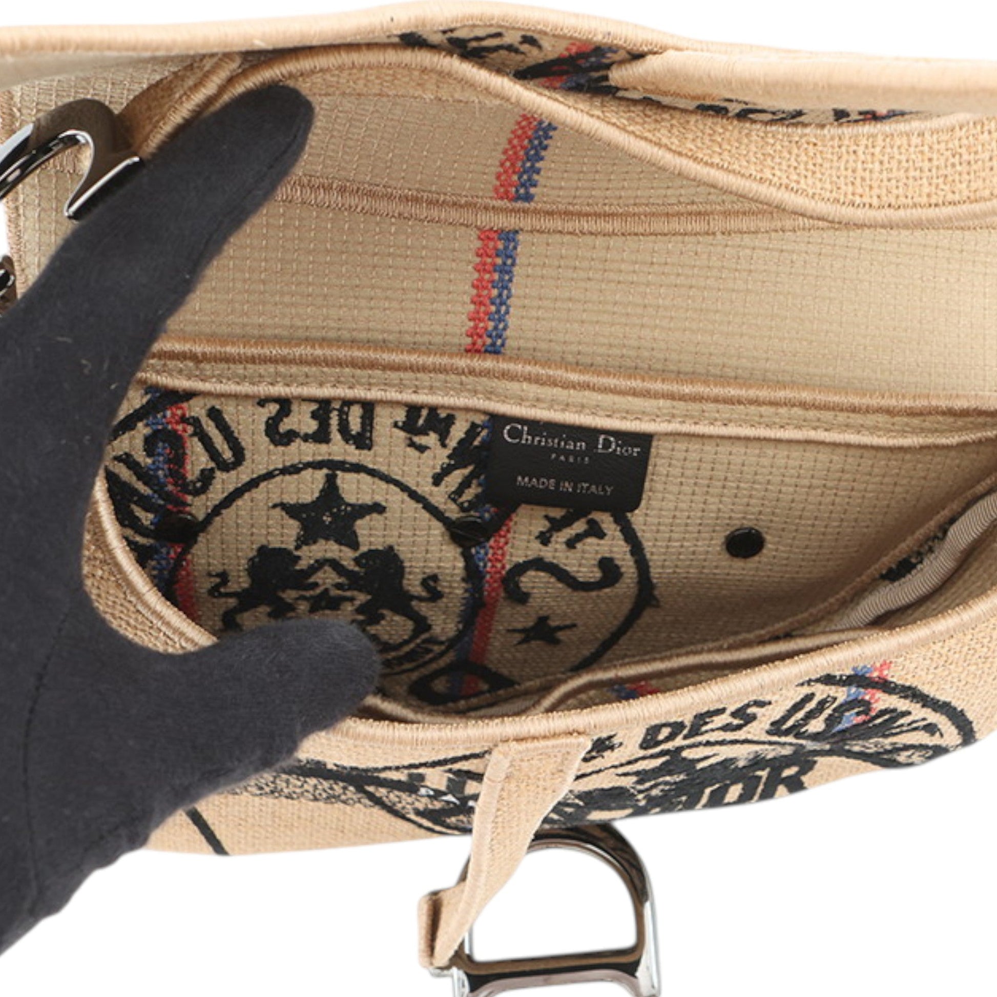 Dior Jute Union Embroidered Saddle Bag