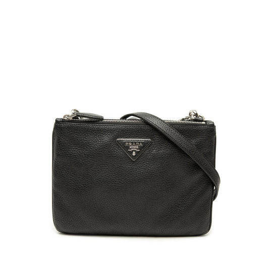 Prada Vitello Phenix Double Zip Crossbody