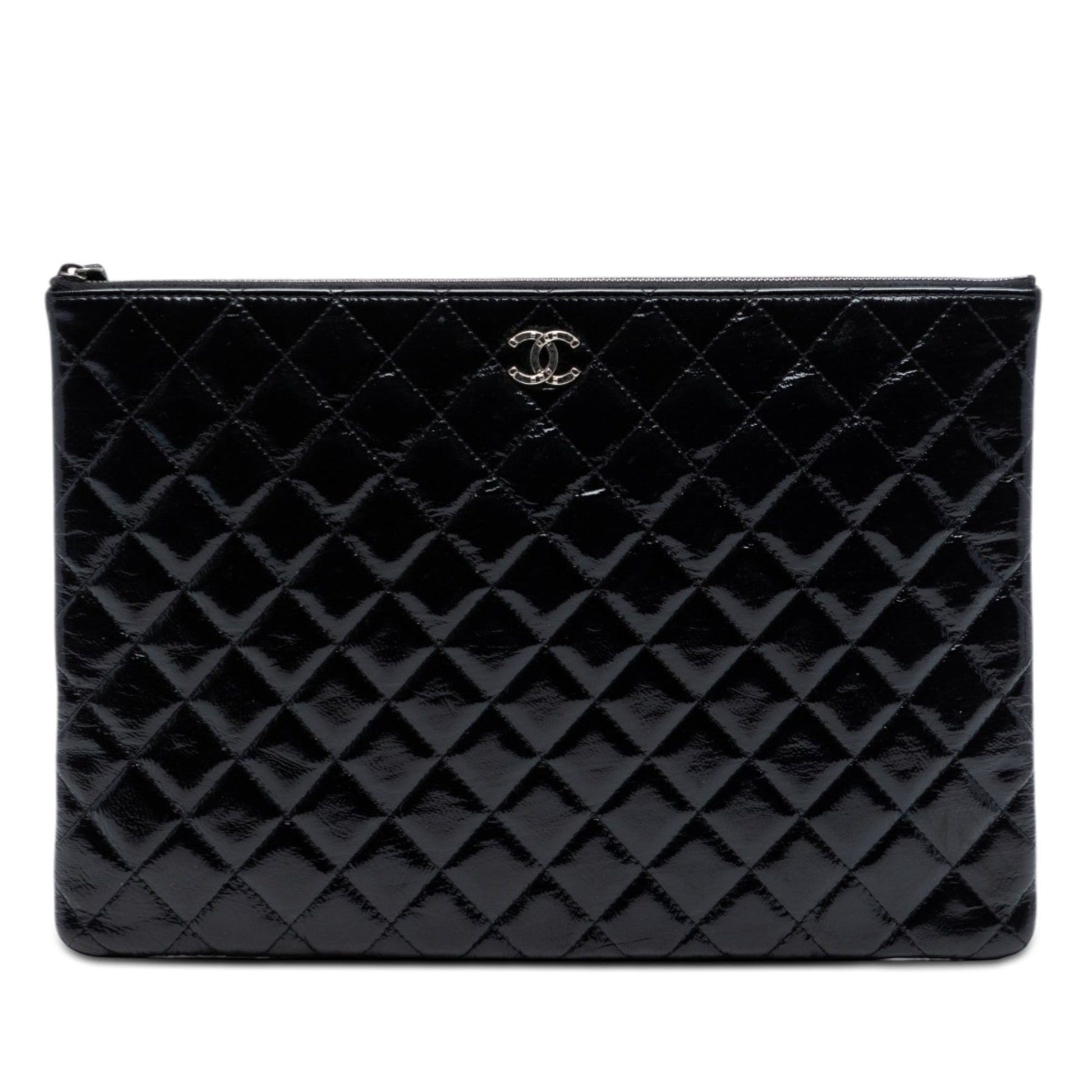 Chanel Large Quilted Patent O Case Clutch
