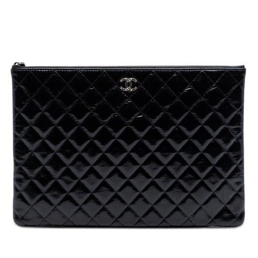 Chanel Large Quilted Patent O Case Clutch