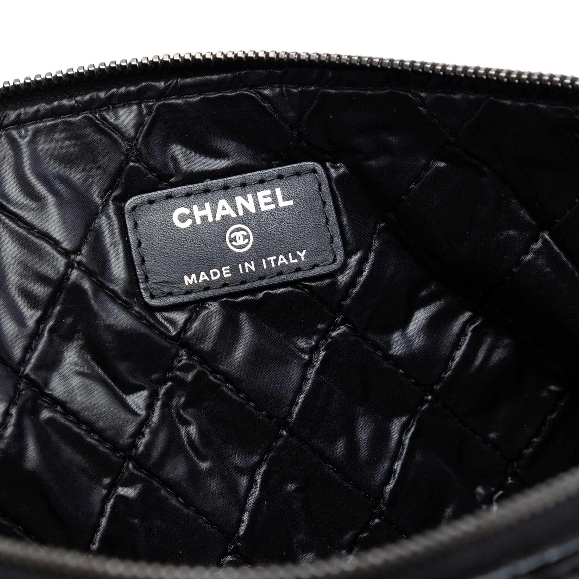 Chanel Large Quilted Patent O Case Clutch