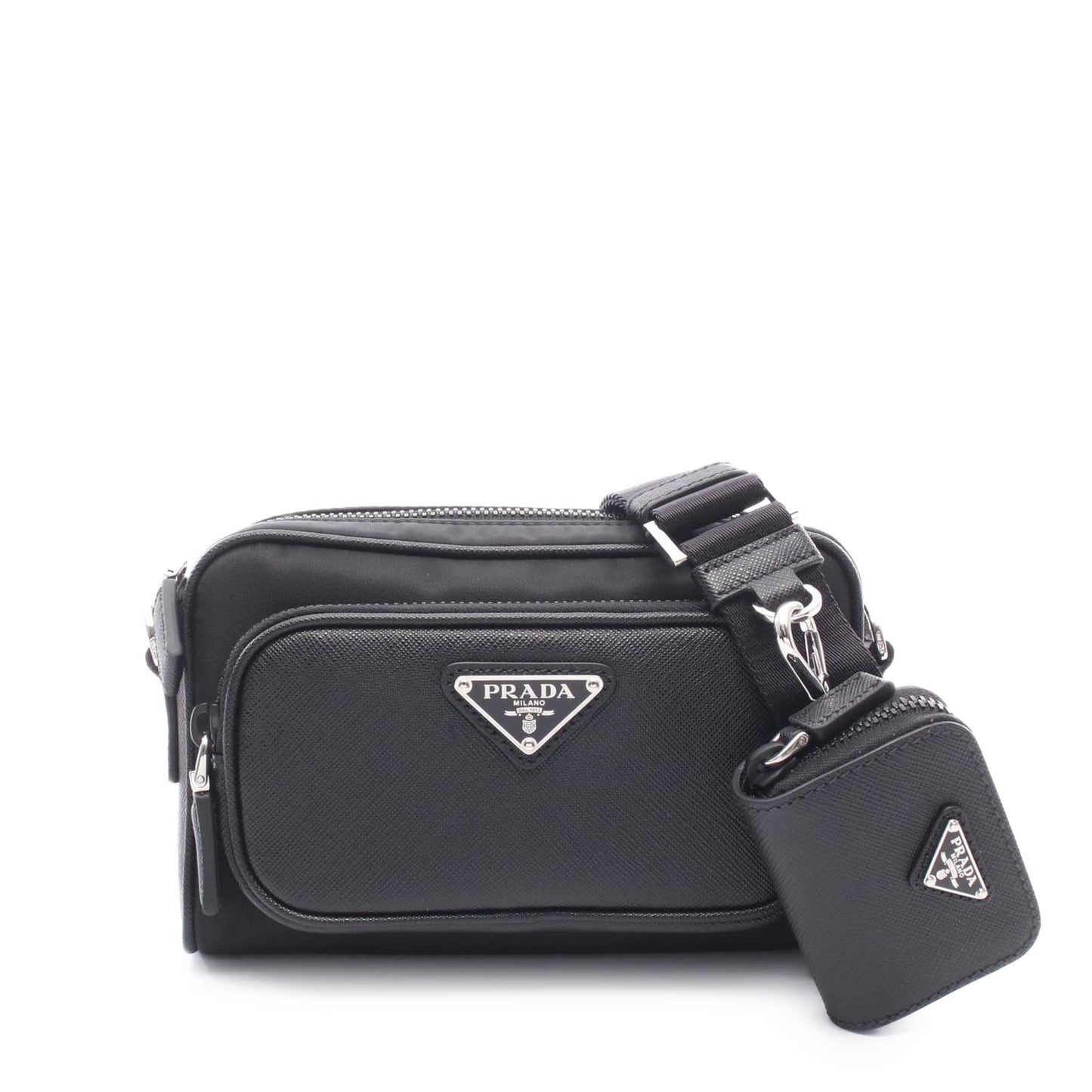 Prada Saffiano Trimmed Tessuto Crossbody