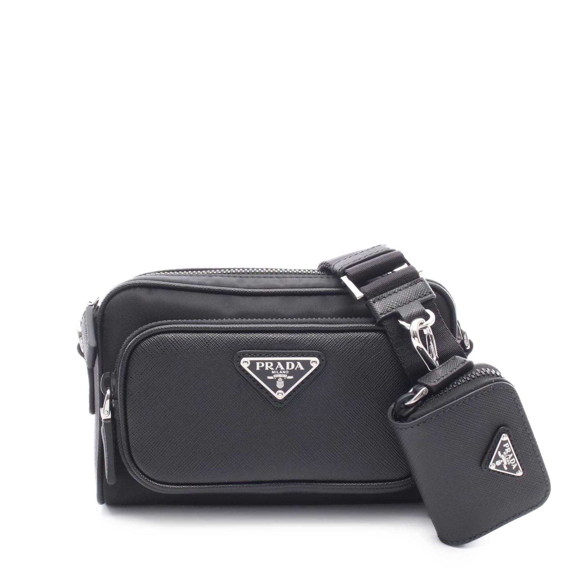 Prada Saffiano Trimmed Tessuto Crossbody