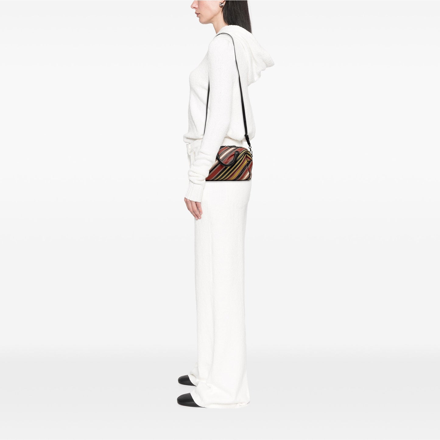 Bottega Veneta Nappa Diagonal Stripe Boston Bag